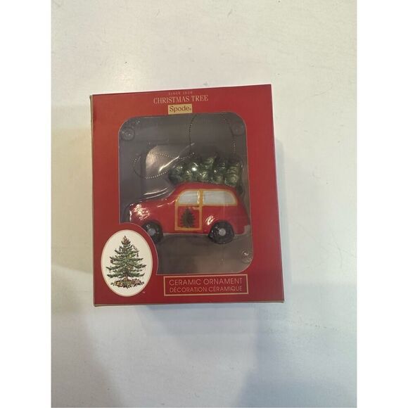 Spode Ceramic Car & Tree Ornament - Picture 1 of 3